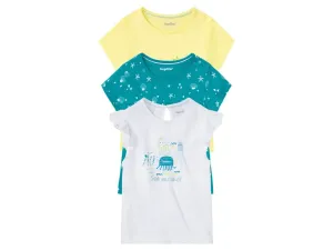lupilu® Dievčenské tričko, 3 kusy (86/92, žltá/biela/petrolejová)