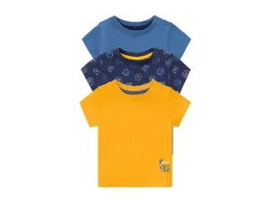 lupilu® Detské bavlnené tričko pre bábätká BIO, 3 kusy (50/56, námornícka modrá/modrá/žltá)