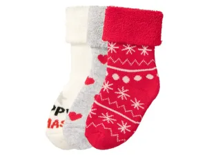 lupilu® Vianočné ponožky pre bábätká, 3 páry (15/18, biela/sivá/červená/srdce)