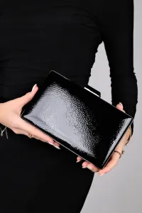 LuviShoes DESTINY Black Patent Leather Women Evening Bag