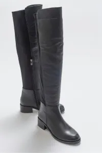 LuviShoes 1177 Black Leather Women's Boots #9062714