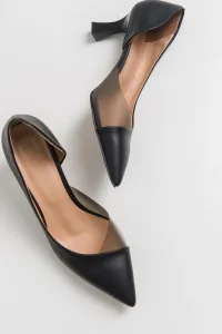 LuviShoes 353 Black Skin Heeled Women's Shoes