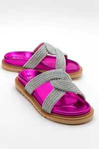 LuviShoes AIDA Fuchsia Stone Women's Slippers #9090434