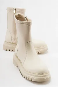 LuviShoes Alias Beige Scuba Women's Boots