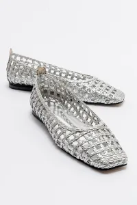 LuviShoes ARCOLA Women's Silver Knitted Patterned Flats #9155271