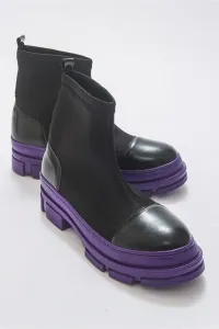 LuviShoes Bendis Women's Black Purple Scuba Boots
