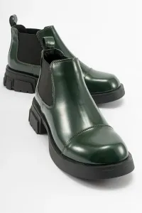 LuviShoes CAFUNE Green Patent Leather Women's Boots