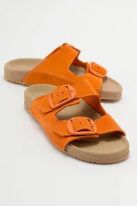 LuviShoes CHAMB Orange Suede Genuine Leather Women's Slippers #9131482