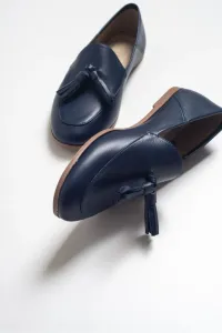 LuviShoes F04 Navy Blue Skin Genuine Leather Shoes