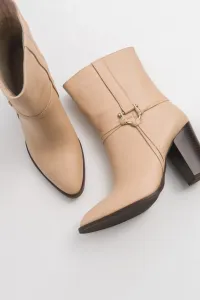 LuviShoes Gaın Beige Skin Genuine Leather Women's Boots