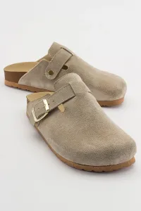 LuviShoes GONS Beige Suede Leather Women's Slippers #9192409