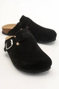 LuviShoes GONS Black Women's Suede Leather Slippers #9130954