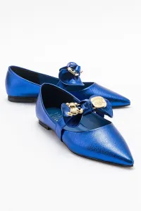 LuviShoes HELSI Women's Royal Blue Bow Flat Flats