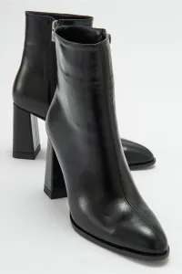 LuviShoes Jewel Black Skin Women's Heeled Boots