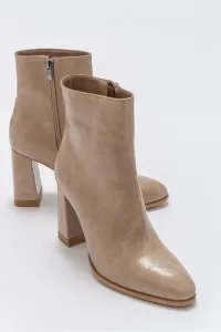 LuviShoes Jewel Dark Beige Print Women's Heeled Boots