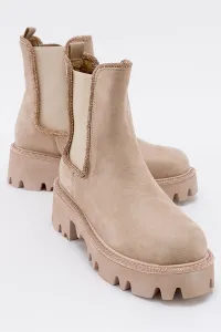 LuviShoes KIDAL Beige Suede Women's Boots