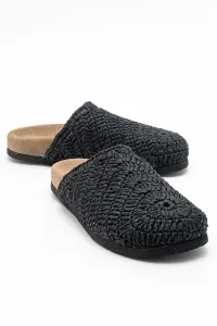 LuviShoes LOOP Black Knitted Women's Slippers #9048107