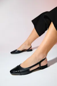LuviShoes LUJO Black Skin Women's Open Back Flat Flat Flat Shoes