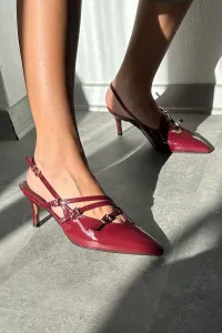 LuviShoes MAGRA Women's Burgundy Patent Leather Heeled Shoes