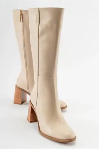 LuviShoes MARANTA Beige Skin Women's Heeled Boots