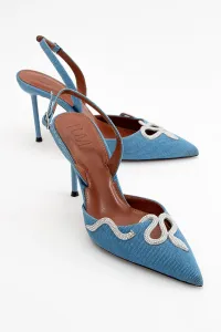 LuviShoes Molpo Denim Blue Women's Heeled Shoes