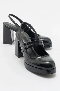 LuviShoes PUİS Black Patent Leather Women's Platform Heeled Shoes