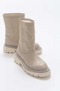 LuviShoes Tali Light Beige Skin Genuine Leather Women's Boots