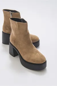LuviShoes West Dark Beige Black Suede Women's Boots