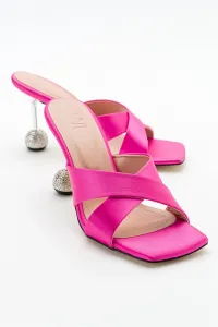 LuviShoes Wold Fuchsia Satin Women's Heeled Slippers #9128545