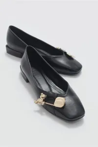 LuviShoes Opal Black Buckle Women's Ballerinas
