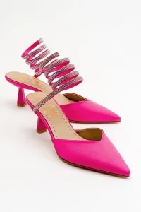 LuviShoes Women's Yucca Fuchsia Satin Heeled Shoes