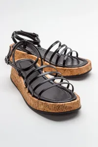 LuviShoes ANGELA Metallic Black Women's Sandals
