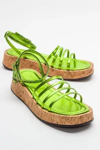 LuviShoes ANGELA Women's Metallic Green Sandals