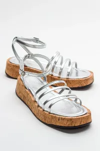 LuviShoes ANGELA Metallic Silver Women's Sandals #9089388