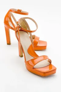LuviShoes Mersia Orange Patent Leather Women's Heeled Shoes