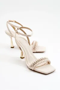 LuviShoes Minna Beige Women's Heeled Shoes