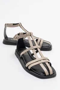 LuviShoes ODEIL Beige Genuine Leather Women Sandals