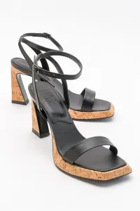 LuviShoes Reina Women's Black Skin Heeled Shoes