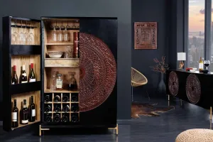 LuxD Dizajnová barová skrinka Fernanda 141 cm čierne mango