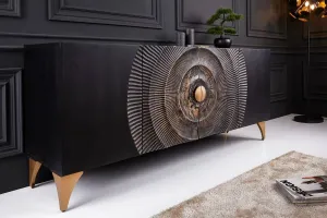 LuxD Dizajnová komoda Venetia 177 cm čierno-zlatá