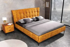 LuxD Dizajnová posteľ Bailey 160 x 200 cm horčicový zamat