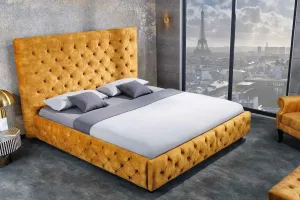 LuxD Dizajnová posteľ Laney 160 x 200 cm horčicový zamat