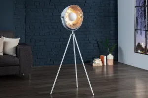 LuxD 25898 Dizajnová stojanová lampa Atelier 145 cm bielo-strieborná Stojanové svietidlo
