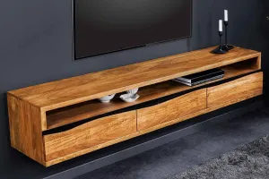 LuxD Dizajnový závesný TV stolík Massive Honey 160 cm akácia