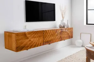 LuxD Dizajnový závesný TV stolík Shayla 160 cm hnedé mango
