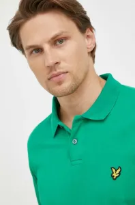Bavlnené polo tričko Lyle & Scott zelená farba, jednofarebné
