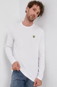 Bavlnené tričko s dlhým rukávom Lyle & Scott biela farba, jednofarebné #180775