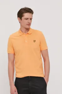 Polo tričko Lyle & Scott pánske, oranžová farba, jednofarebné