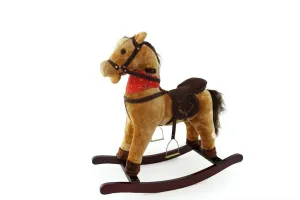 MAC TOYS - Hnedý hojdací kôň so šatkou a zvukom