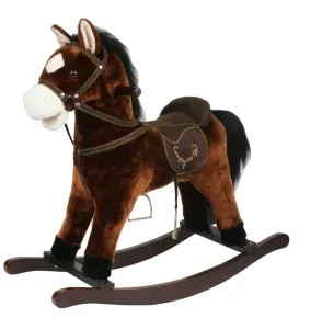 MAC TOYS - Tmavo hnedý hojdací kôň so zvukom a hýbajúcou pusou
